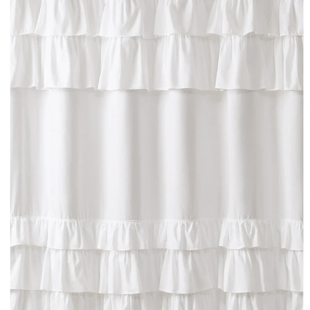 Shower Curtain Farmhouse White with Grace Ruffled 72